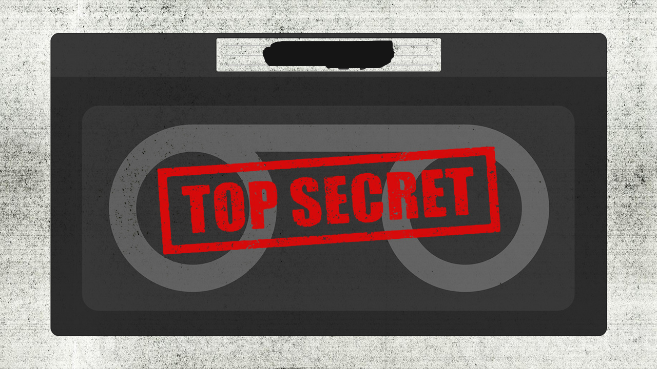 Illustration of the VCR.py logo in the style of a photocopy with the vcr.py text redacted and a “Top Secret” stamp on top