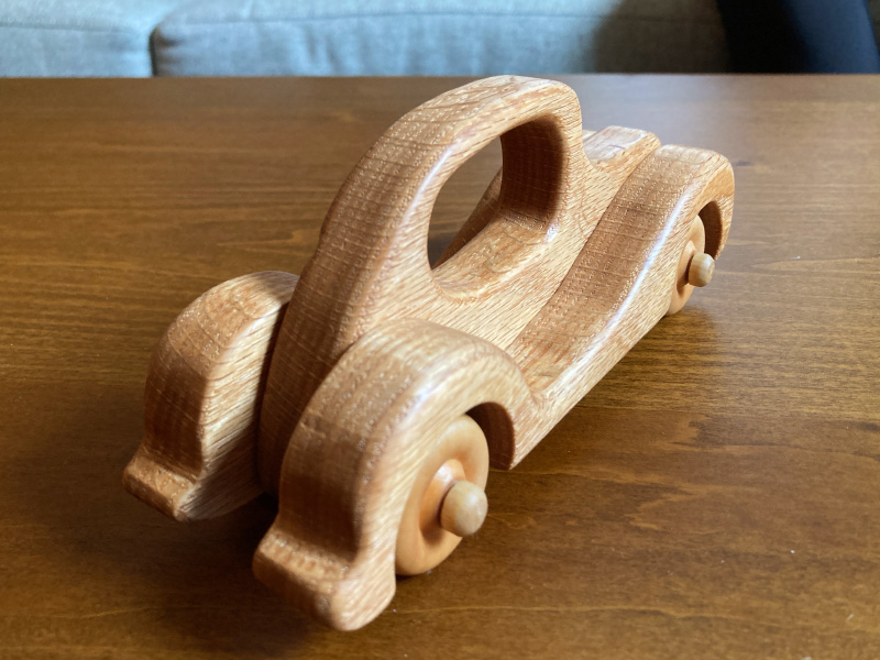 Photo of the finished car from the rear