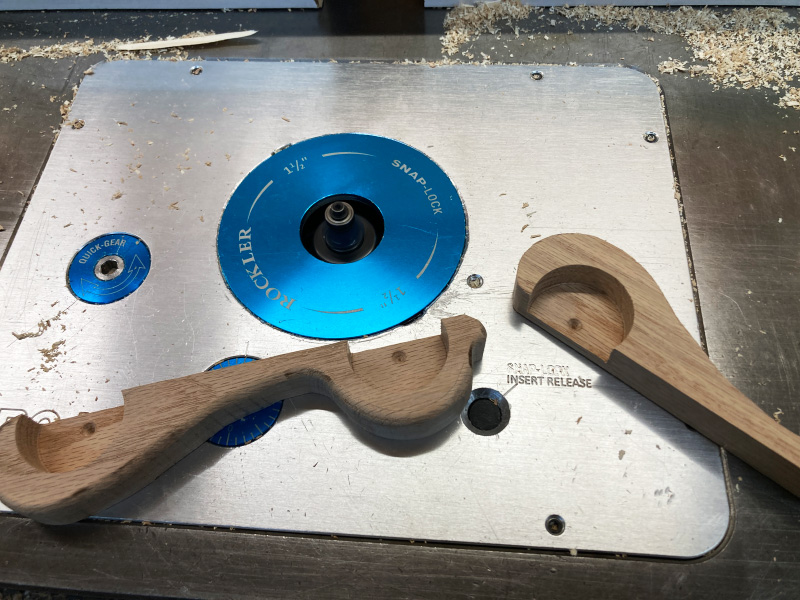 Photo of side pieces on a router table