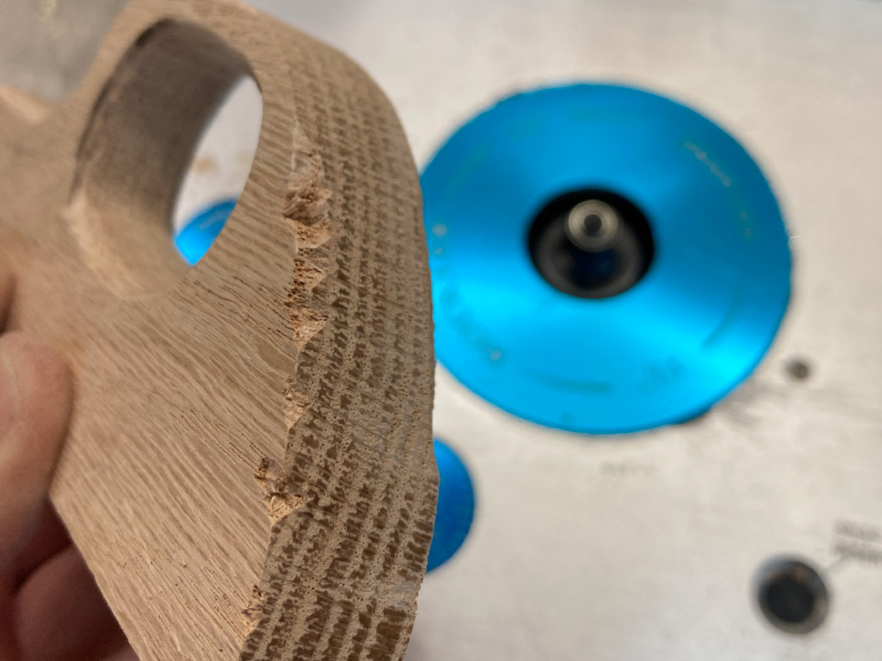 Photo of tearout on endgrain of middle piece