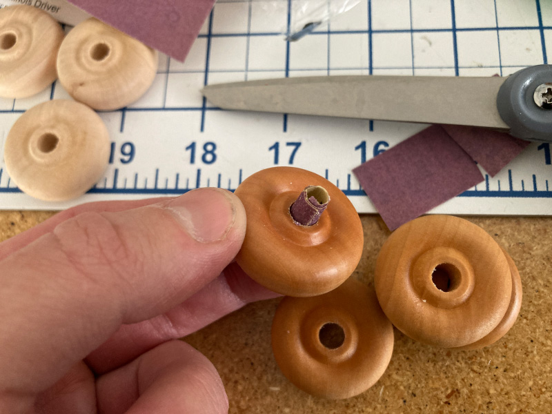 Photo of the wheel being sanded